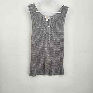 Talbots Woman Sleeveless Silver Metallic Scoop Neck Tank Top Size 2X NWT